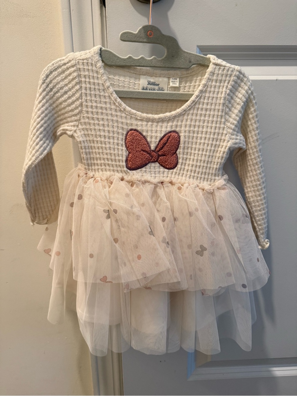 Disney Cream and Pink Bow Tulle Dress